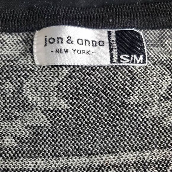 Jon & Anna New York Open Front Poncho Cardigan S/M Black White Aztec Print - Picture 4 of 5